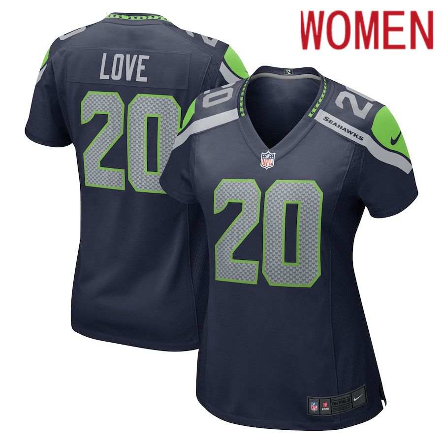 Women Seattle Seahawks #20 Julian Love Nike College Navy Game Player NFL Jersey->women nfl jersey->Women Jersey